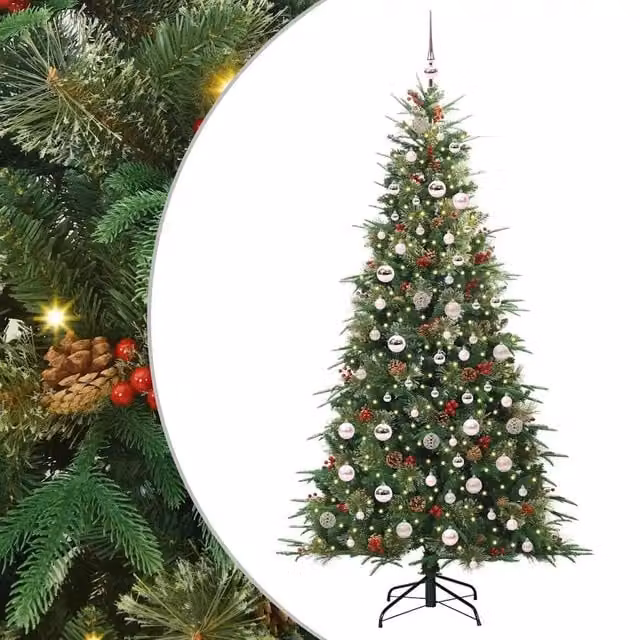 Albero di Natale artificiale verde con luci LED warm white vidaXL Altezza: 210 cm