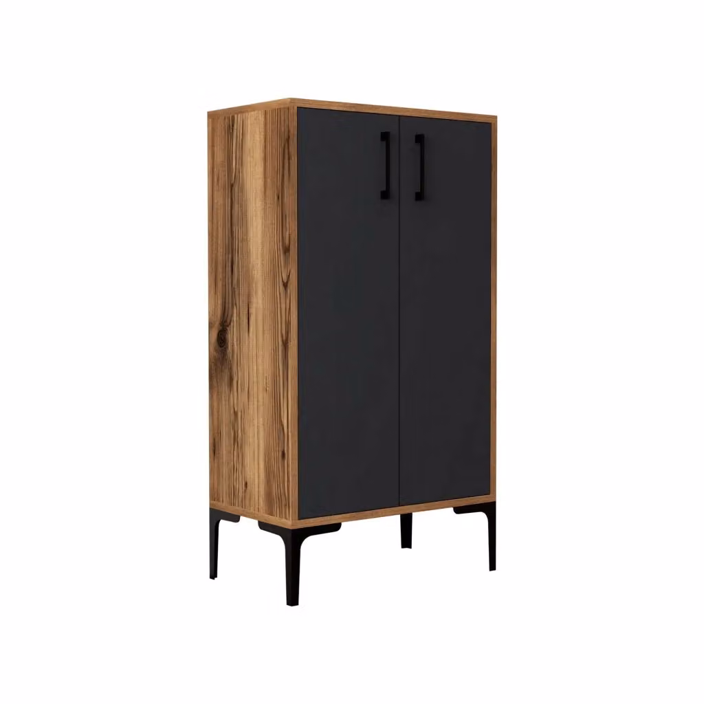 Scarpiera Axarix DMORA, Mobile porta scarpe moderno con ante a battente, Marrone e Antracite, L: 60 cm, P: 35 cm, H: 111 cm – 2