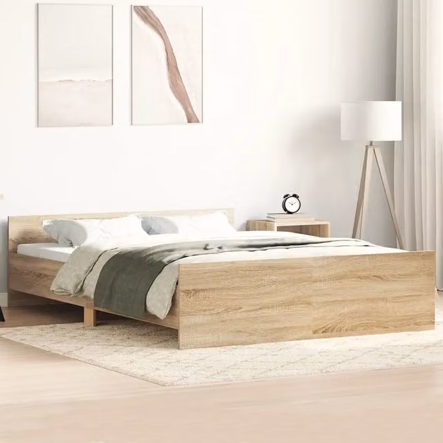 Giroletto con Testiera e Pediera-Struttura Letto Rovere Sonoma 120x200 cm