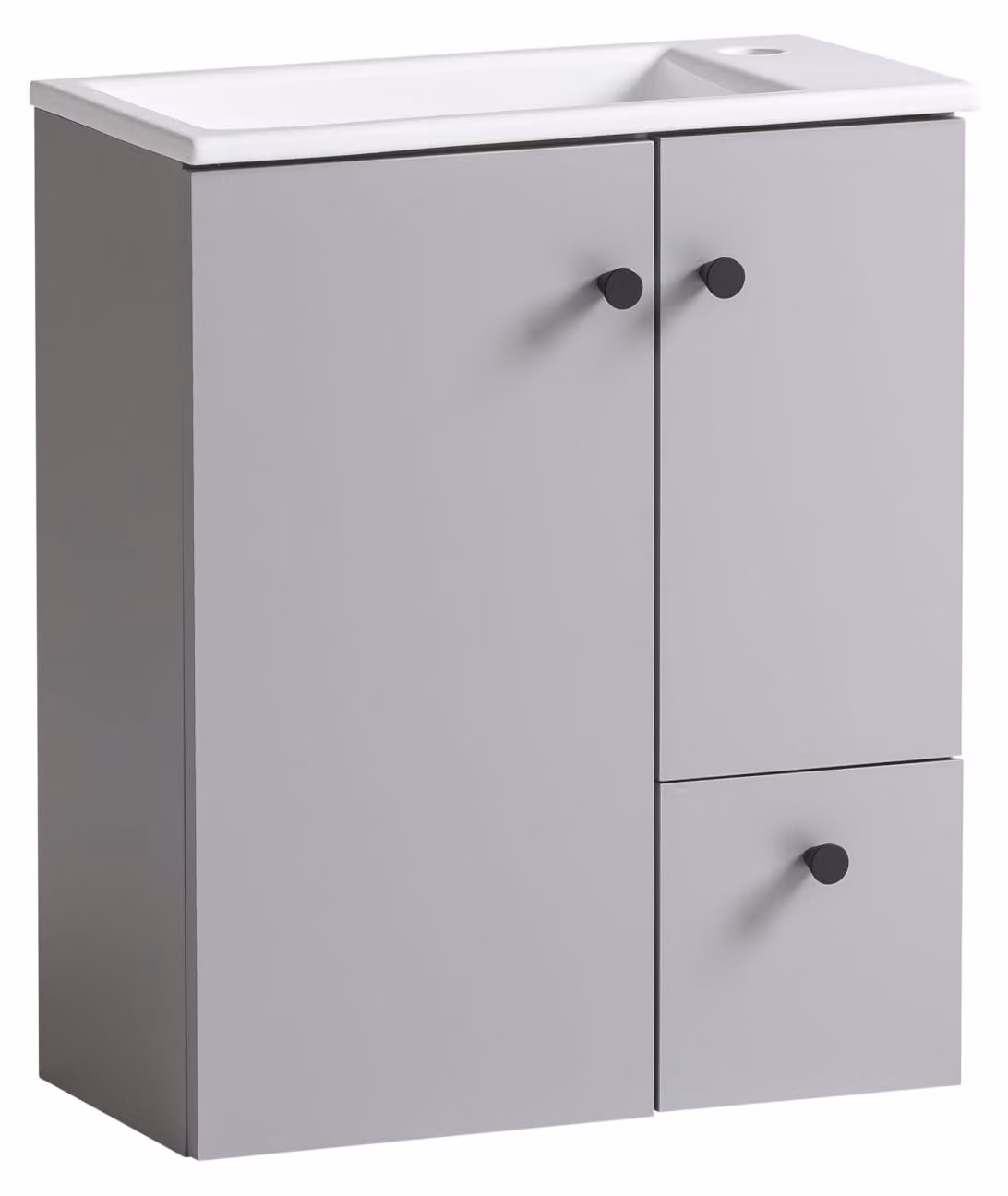 Lavabo con vasca in Vetroceramica, color platino grigio, dimensioni 50x25x60 cm