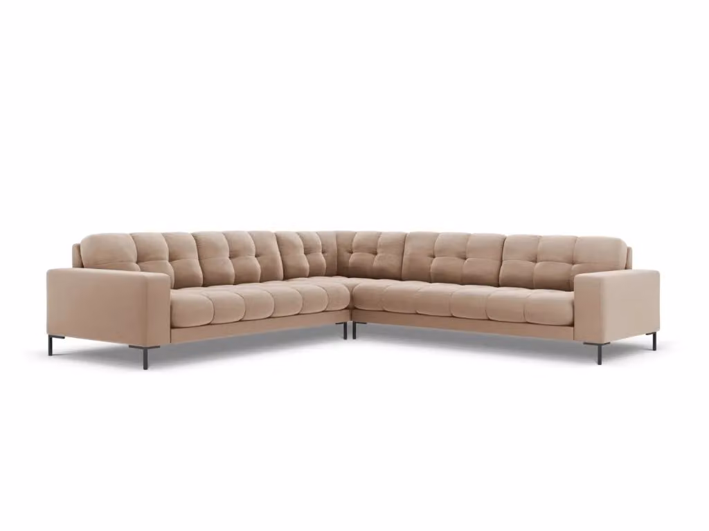 Divano angolare reversibile Bali Cosmopolitan Design in velluto beige per 6 persone L: 256 cm, P: 174 cm, H: 93 cm – 2
