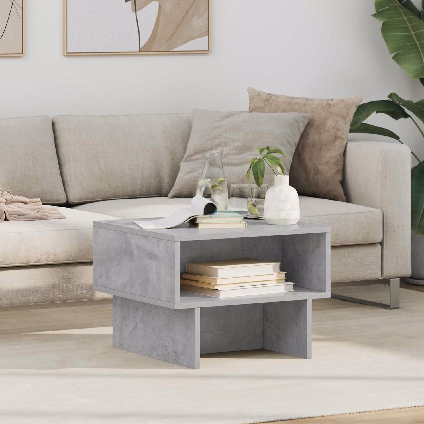 Maison Exclusive - Tavolino da caffè grigio cemento, 48 x 46 x 35 cm, realizzato in materiale composito di legno