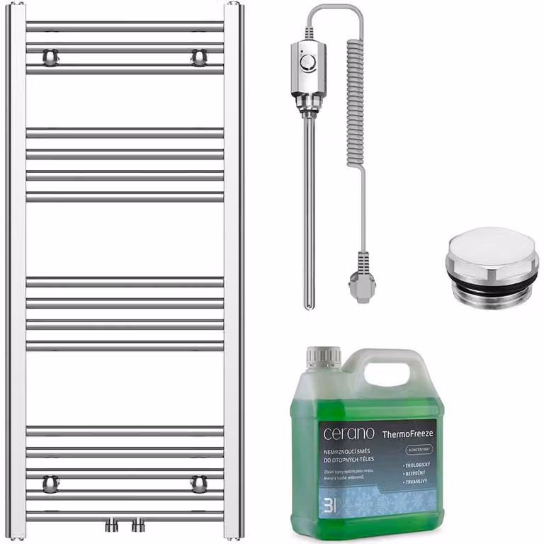 Set di radiatori elettrici da bagno Benito - 300W - cromato - 1000x450 mm