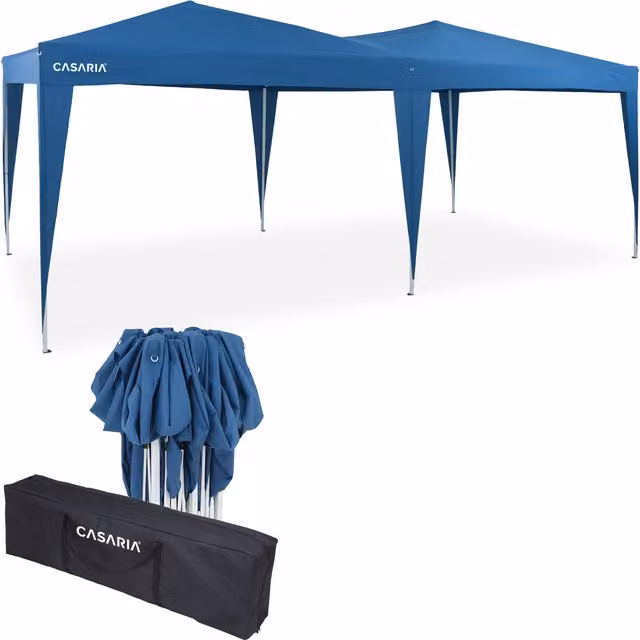 Gazebo da giardino Deuba blu con tetto a capanna L: 600 cm, P: 300 cm, H: 210 cm