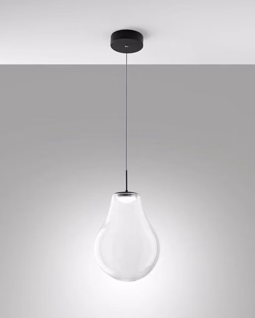 Lampada a sospensione Noa LED 14W 1510lm CCT 2700K-3000K-4000K, dimmerabile a step, struttura in metallo e vetro borosilicato, colore Trasparente