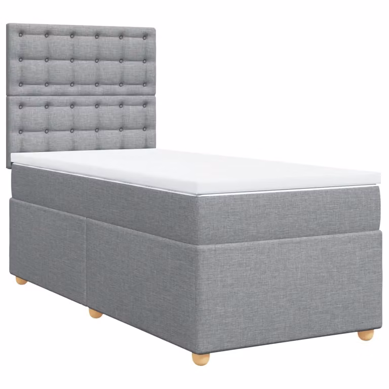 Giroletto a Molle con Materasso Grigio Chiaro 90x190 cm Tessuto