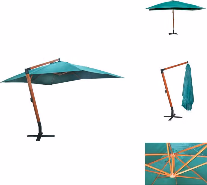 vidaXL Ampelschirm Melia 300x400 cm Verde - Ombrelloni e tende da sole