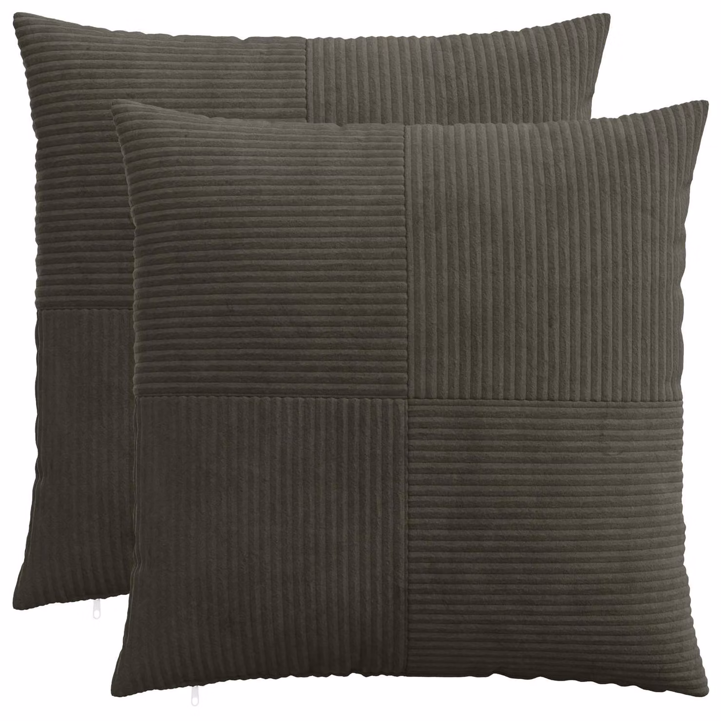 Set di 2 federe vidaXL ALMELO in velluto a coste, colore antracite, 65 x 65 cm