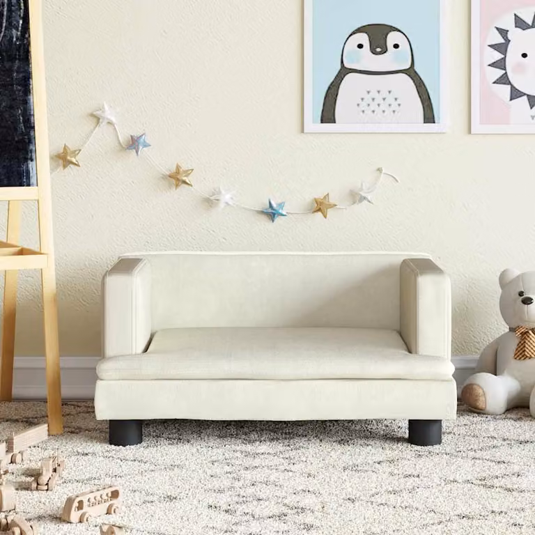 vidaXL Divano per Bambini in Velluto Beige L: 60 cm, P: 40 cm, H: 30 cm