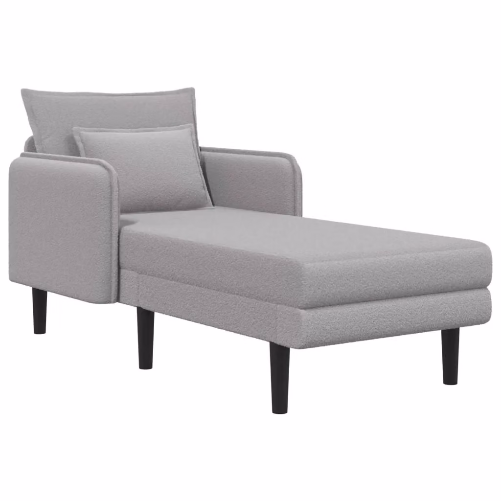 Chaise longue oversize moderna vidaXL in tessuto bouclé grigio con cuscini inclusi L: 173 cm, P: 84 cm, H: 86 cm – 2
