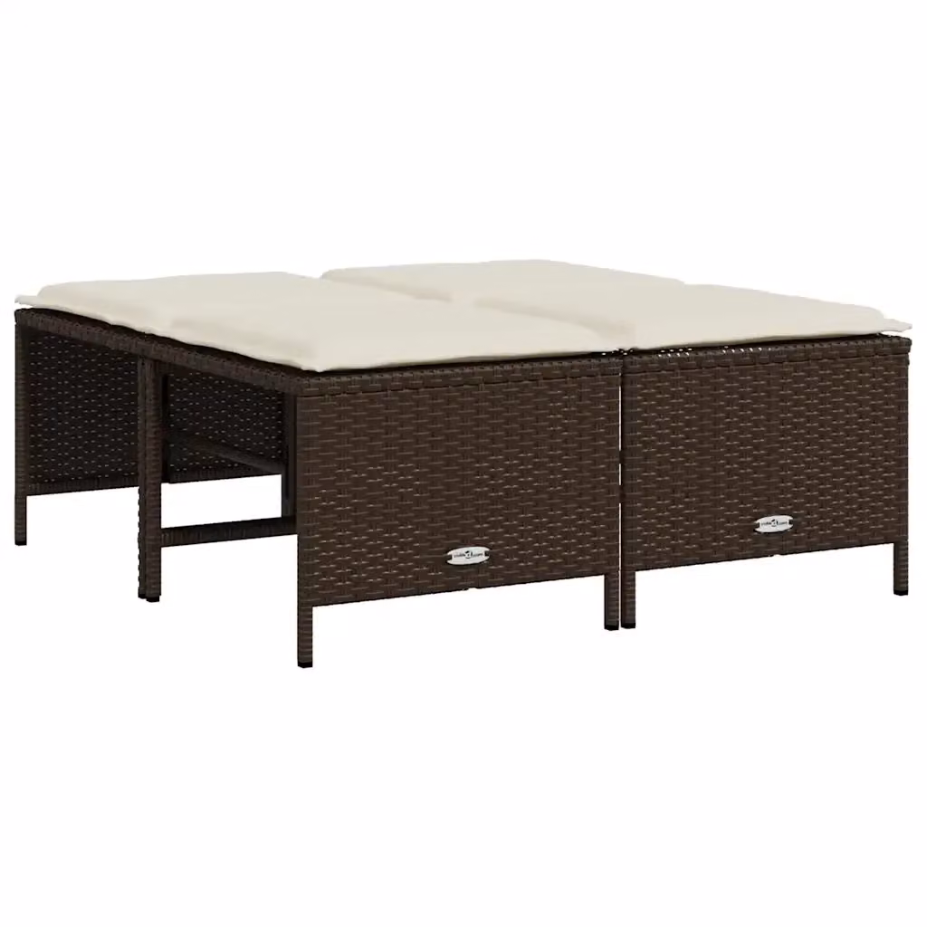 Set di 4 sgabelli da giardino vidaXL in polyrattan marrone e bianco con cuscini rimovibili e resistenza ai raggi UV – 2