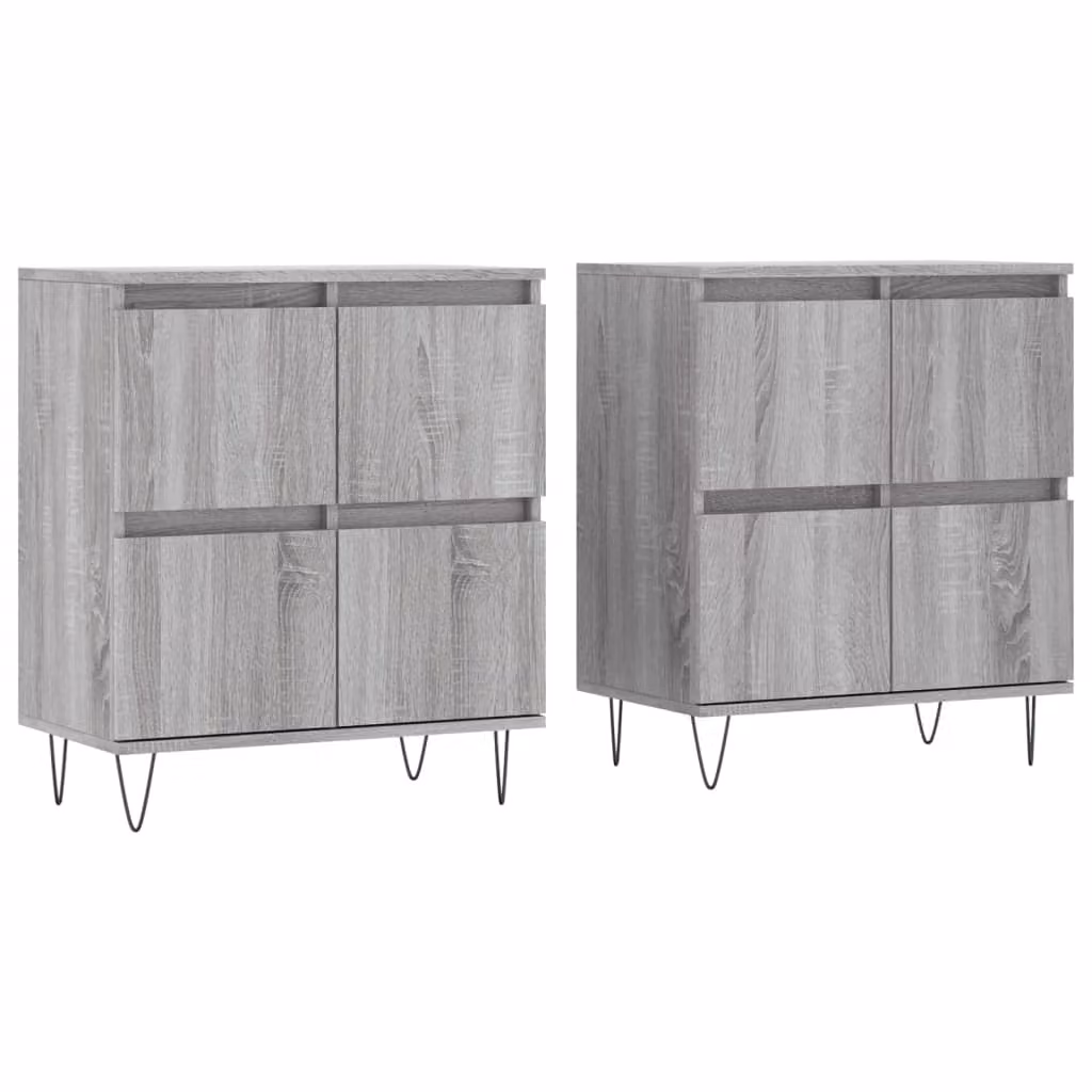 Credenze 2 pz Grigio Sonoma in Legno Multistrato