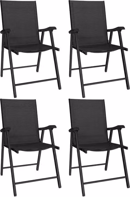 Set 4 Sedie Pieghevoli da Giardino ¨C Xylo ¨C Struttura Acciaio Schienale Alto Nero 58x62x97cm
