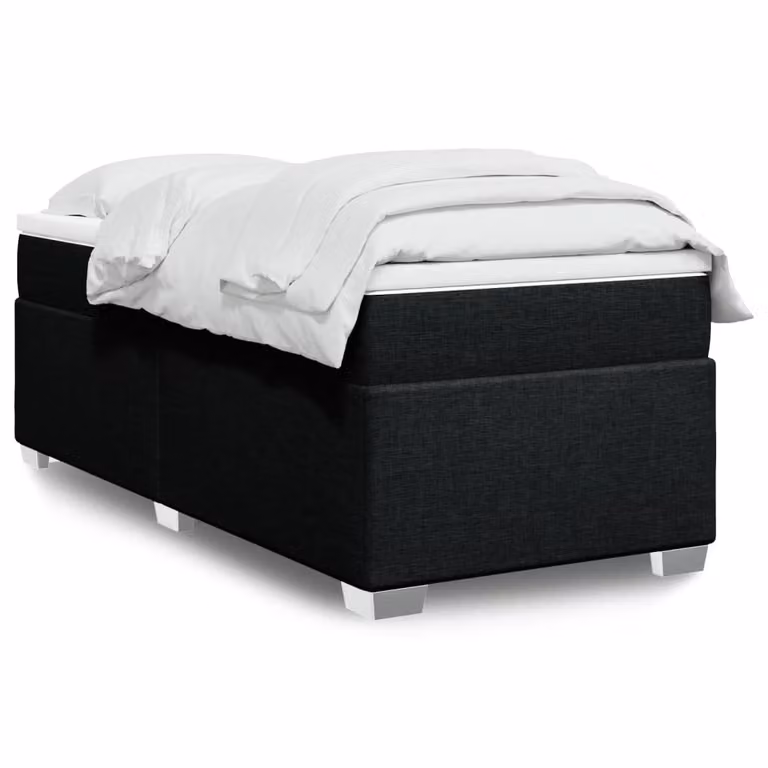 vidaXL Giroletto a Molle con Materasso Ibrido in Tessuto Nero L 100 cm x P 200 cm