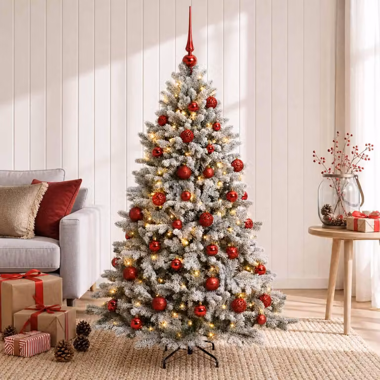 Albero di Natale artificiale con decorazioni a sfera, altezza 150 cm, 150 luci LED