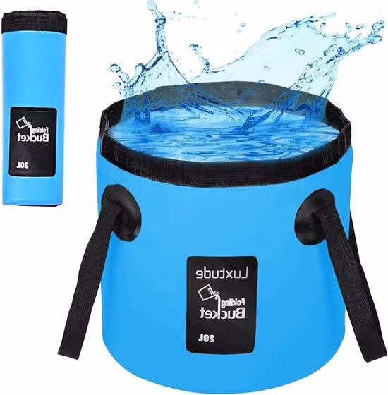 Allecto Plus - Secchio pieghevole da 20L per uso esterno - Ultraleggero e resistente - Lavandino pieghevole - Secchio da campeggio per viaggi e escursioni - Blu