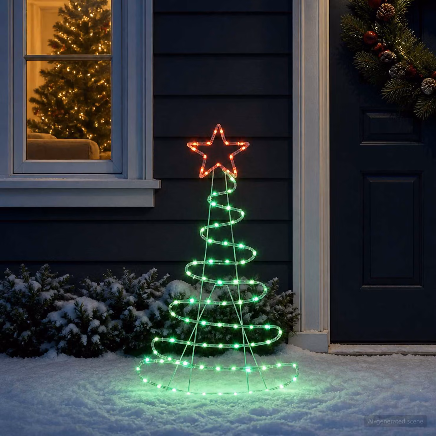 vidaXL Sagoma albero di Natale LED LOVIISA 100 LED Rosso e Verde