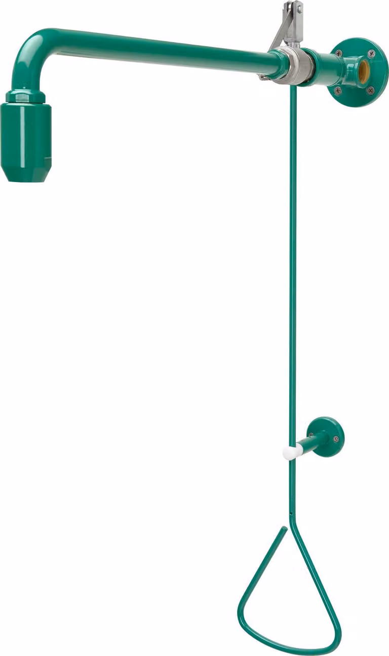 KWC AR doccia di sicurezza, asta di trazione, verde, acqua dal soffitto o da destra