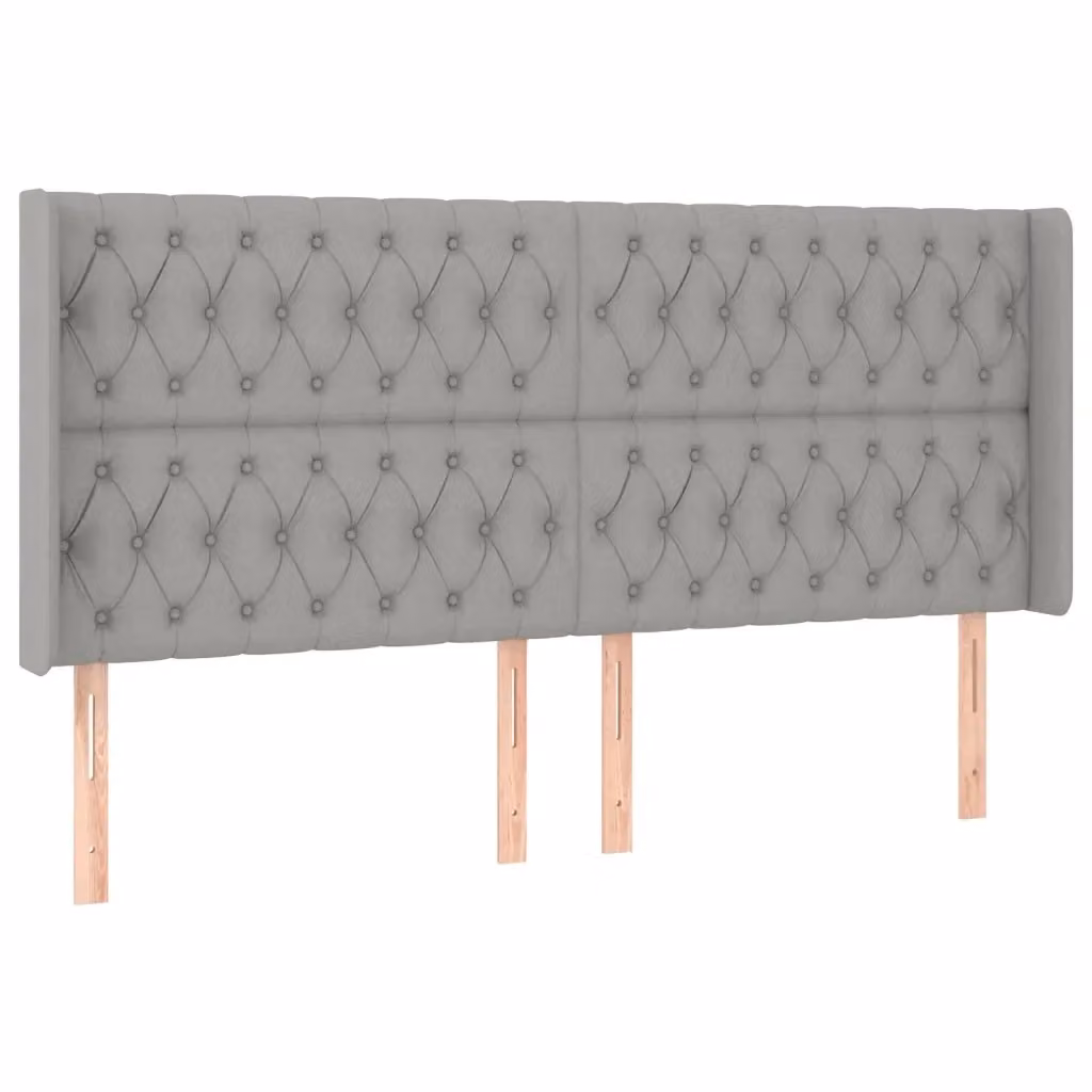 Testiera ad orecchio vidaXL in tessuto grigio chiaro con struttura in legno e materiali misti L: 203 cm, P: 16 cm, H: 118/128 cm – 2