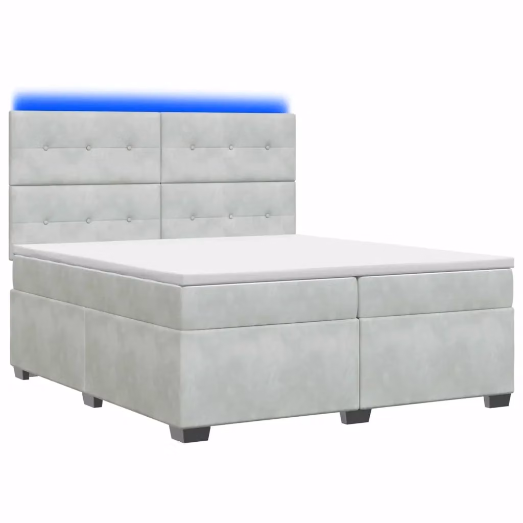 Letto box spring con materasso ibrido vidaXL in tessuto grigio e bianco L/P: 200 x 200 cm – 2