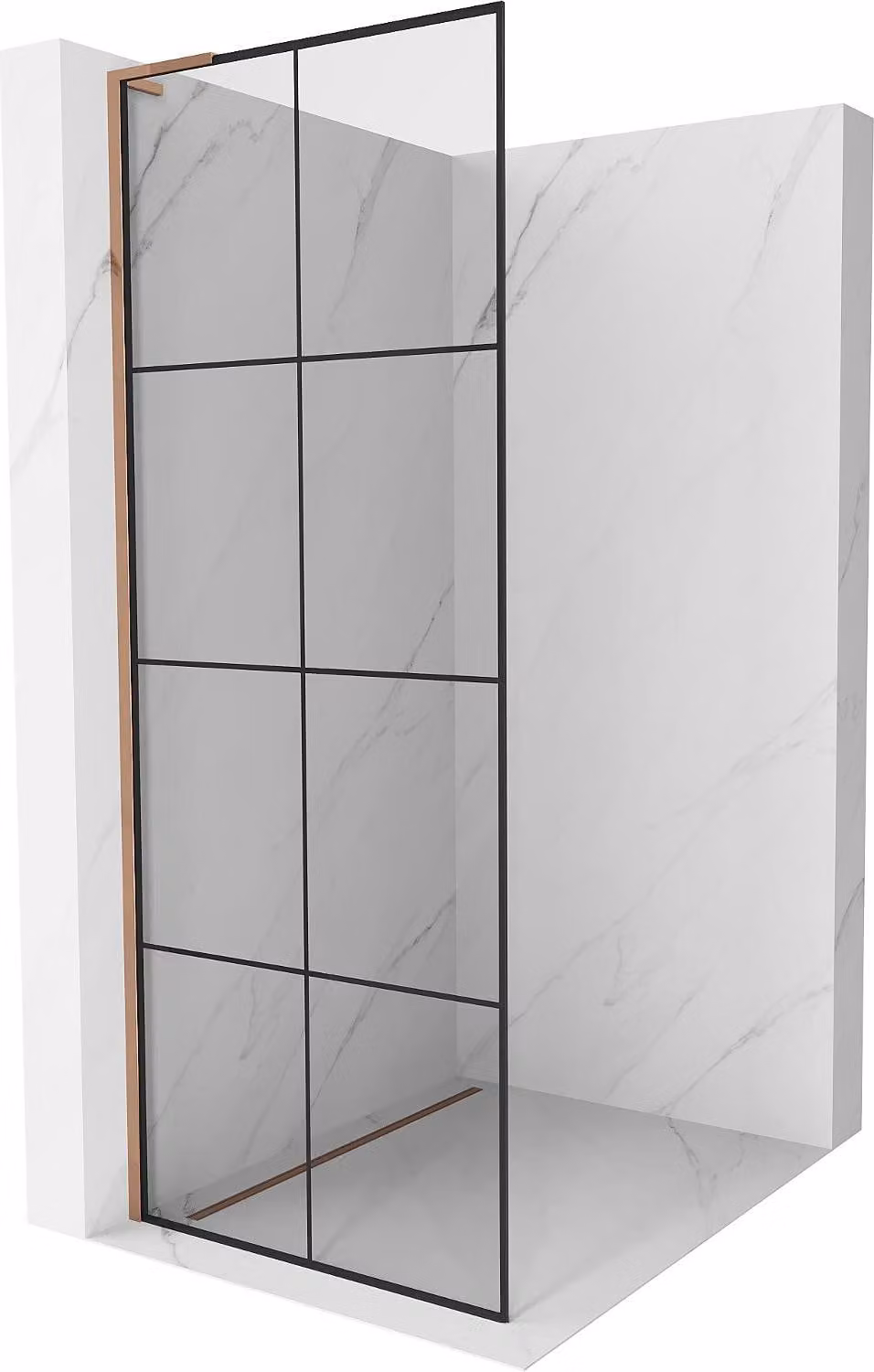 Mexen Kioto L parete doccia Walk-in 70 x 200 cm, griglia nera, oro rosa - 800-070-103-60-77
