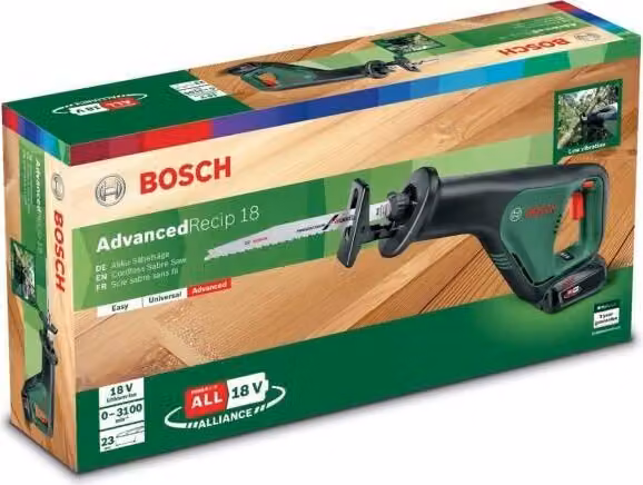 Sega alternativa a batteria BOSCH AdvancedRecip 18, 18 V, incl. batteria da 2,5 Ah, a basse vibrazioni