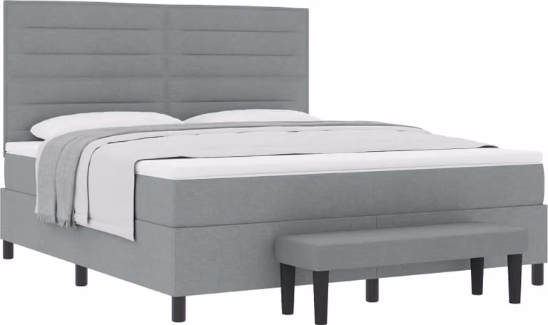 Letto a molle con testiera Grigio chiaro 180 x 200 cm Tessuto