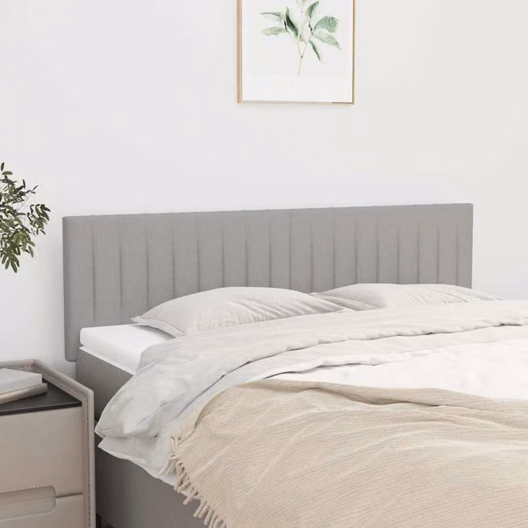 Testiera per letto vidaXL in tessuto grigio con struttura in legno L: 144 cm, P: 5 cm, H: 78-88 cm