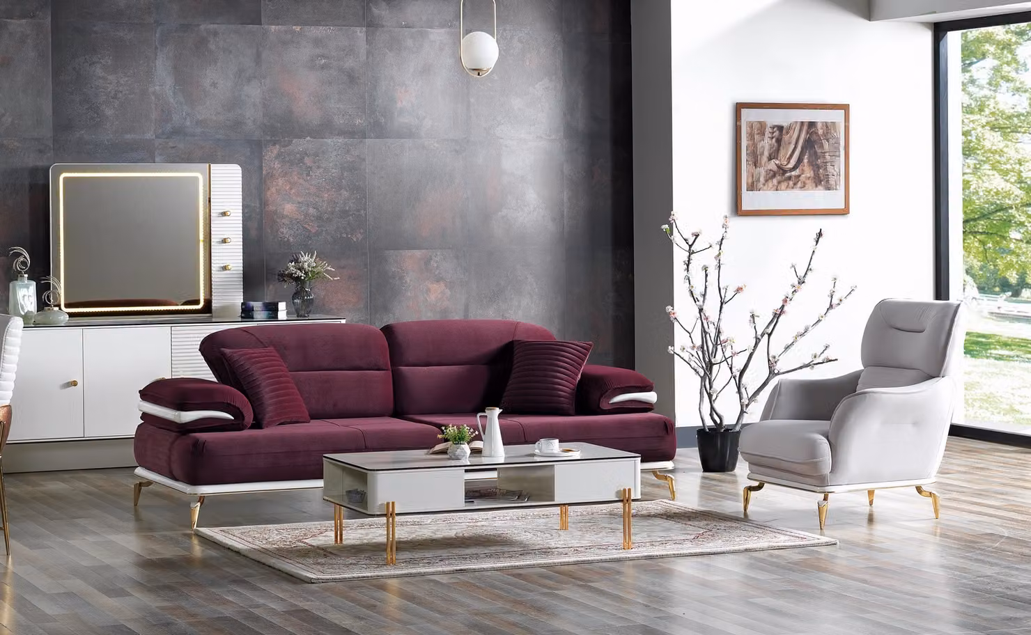 Luxus Sofagarnitur Set Wohnzimmer Sofa set Sofagarnitur 3+1+Couchtisch Modern