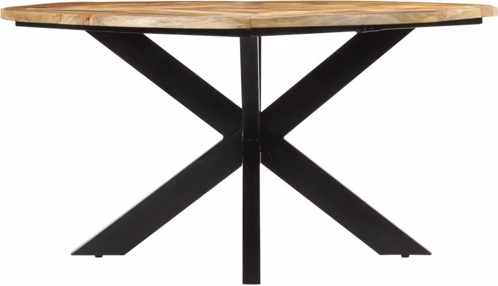 Tavolo da Pranzo Ø150x76 cm in Legno Grezzo Massello di Mango