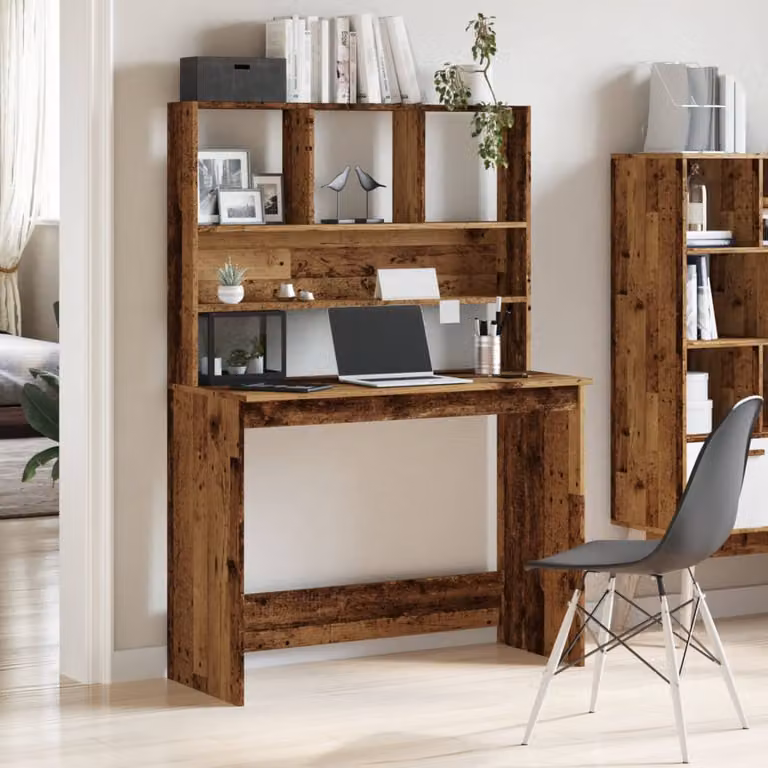 vidaXL Scrivania Mensole Legno Antico 102x45x148 cm Legno Multistrato