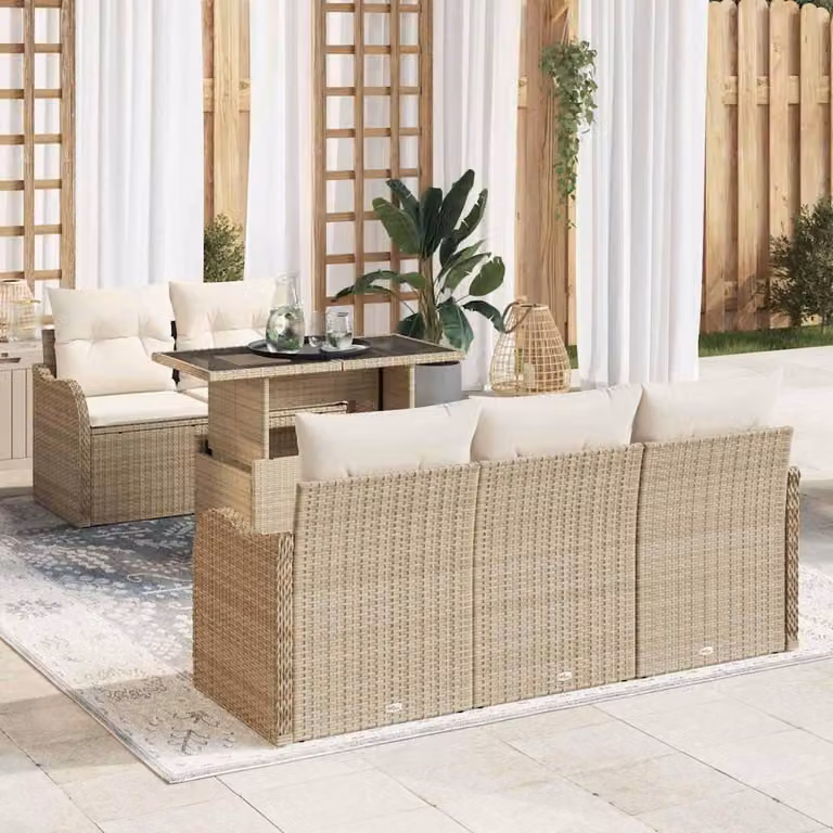 Maison Exclusive - Set Divano da Giardino con cuscino 6 pcs Beige polyrattan