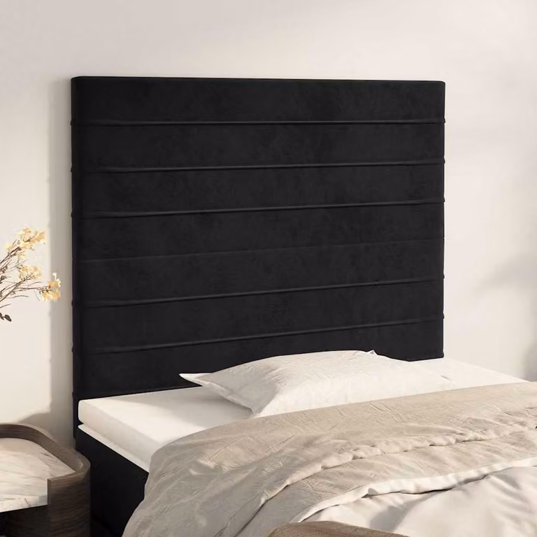 Testiera per letto vidaXL in velluto nero con pannello imbottito L: 100 cm, P: 5 cm, H: 118-128 cm
