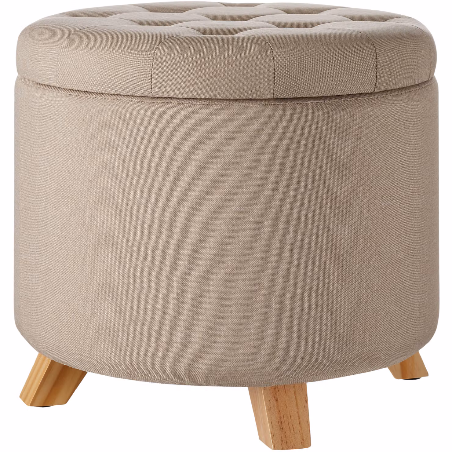 Sgabello Suna tectake in legno e tessuto color sabbia/beige, H 44,5 x L 41,5 x P 44,5 cm