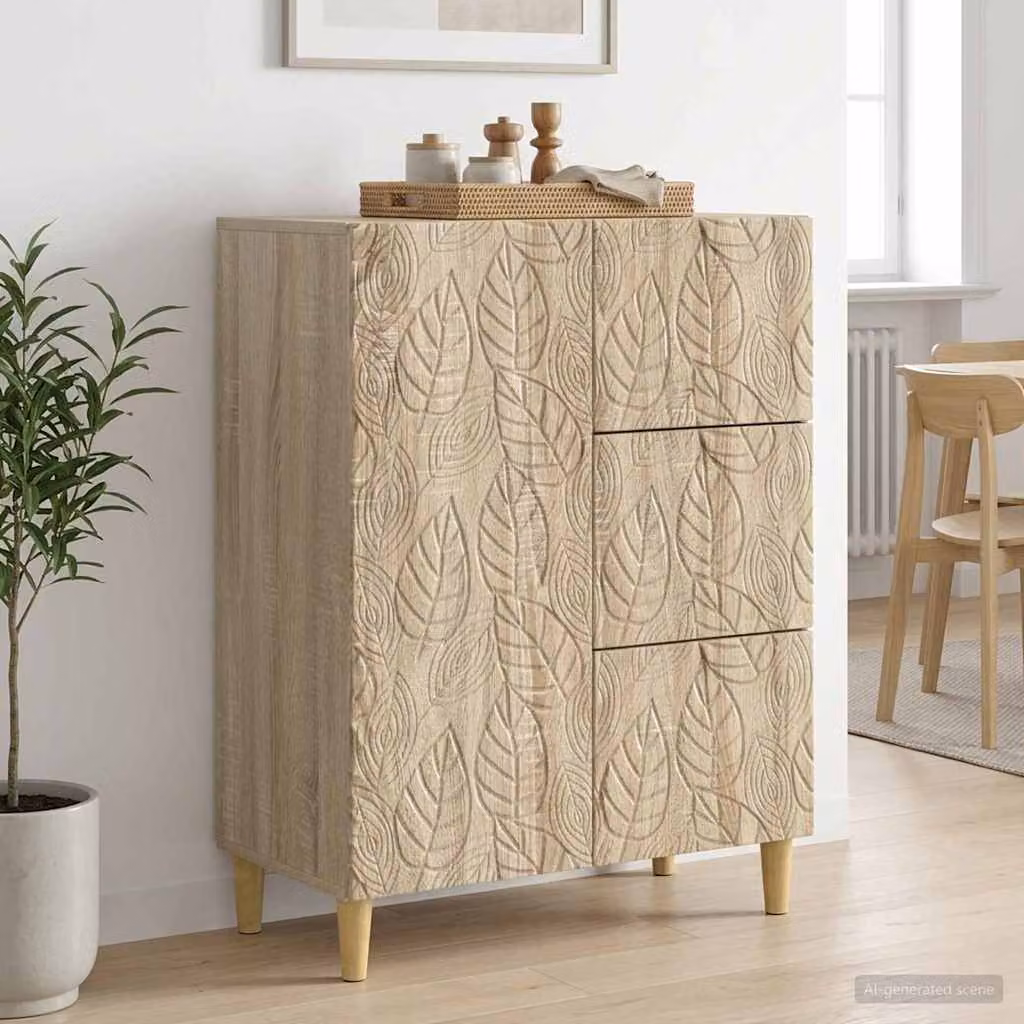 Credenza moderna vidaXL in legno ingegnerizzato color rovere sonoma, L: 66 cm, P: 34,5 cm, H: 90 cm