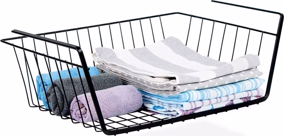 Cestino da appendere per scaffale, armadio, organizer, scaffale da cucina, cestino in metallo