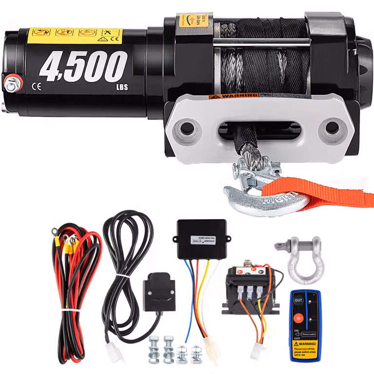 VEVOR 13M verricello elettrico in acciaio inox, 12V verricello elettrico per camion, 2,5 kW motore elettrico verricello cavo corda sintetica, 4.500 libbre telecomando, modello facendo argano verricello paranco cavo