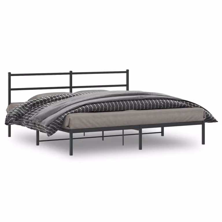 Giroletto con testiera in metallo nero vidaXL L: 198 cm, P: 207 cm, H: 90 cm