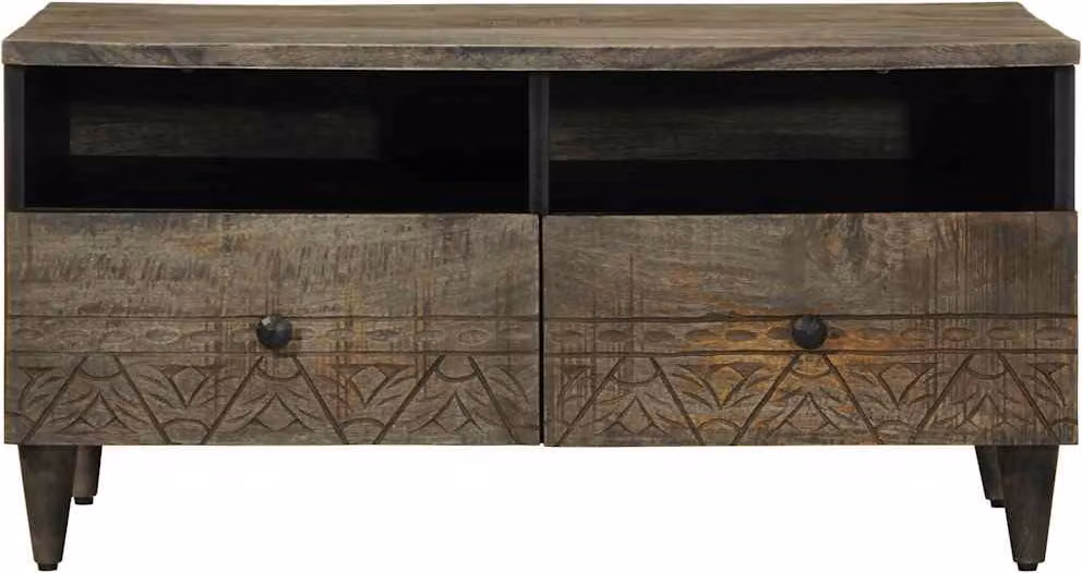 vidaXL Tavolino grigio chiaro 80x54x40 cm in legno massiccio di mango