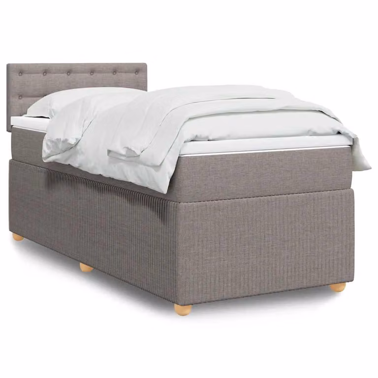 vidaXL Giroletto a Molle con Materasso Ibrido in Tessuto Tortora L/P/H: 90 x 200 cm