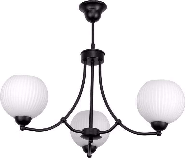 Lampada A Sospensione Nera Classica Lampada In Vetro Bianco 15-392 Bodo