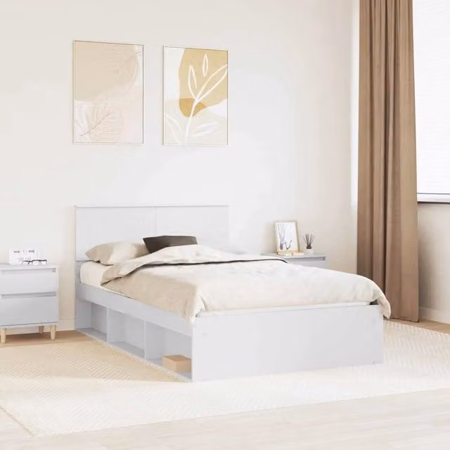 Struttura del letto-Giroletto-Rete del Letto Bianco 120 x 190 cm Legno multistrato 409282