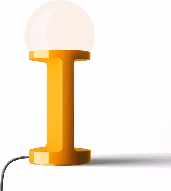 Lampada da tavolo Ferroluce Habea in ceramica e vetro gialla con attacco E14
