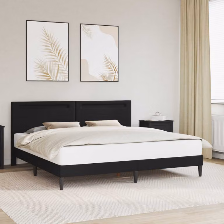 Letto moderno vidaXL con testiera in similpelle nero e porta di ricarica USB, L 180 x P 200 cm