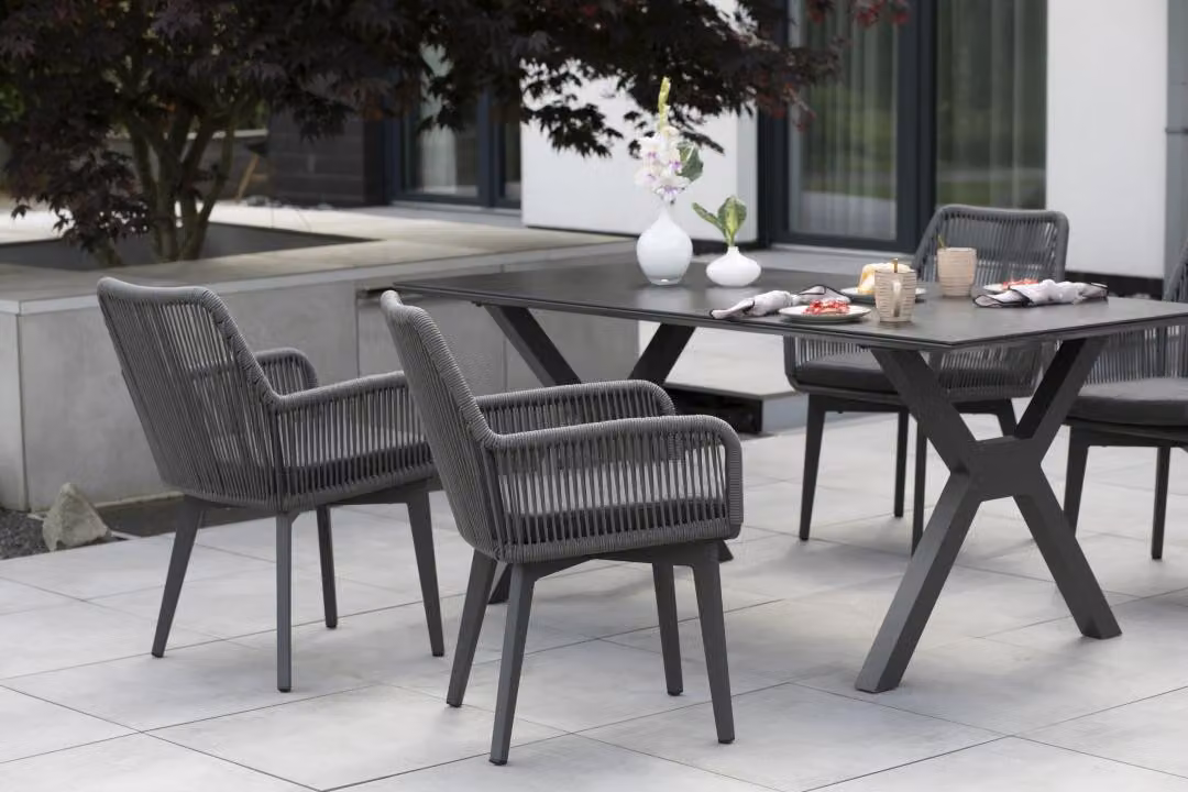 Set di mobili da giardino sedia da pranzo Marbella con tavolo Granada 200x90cm