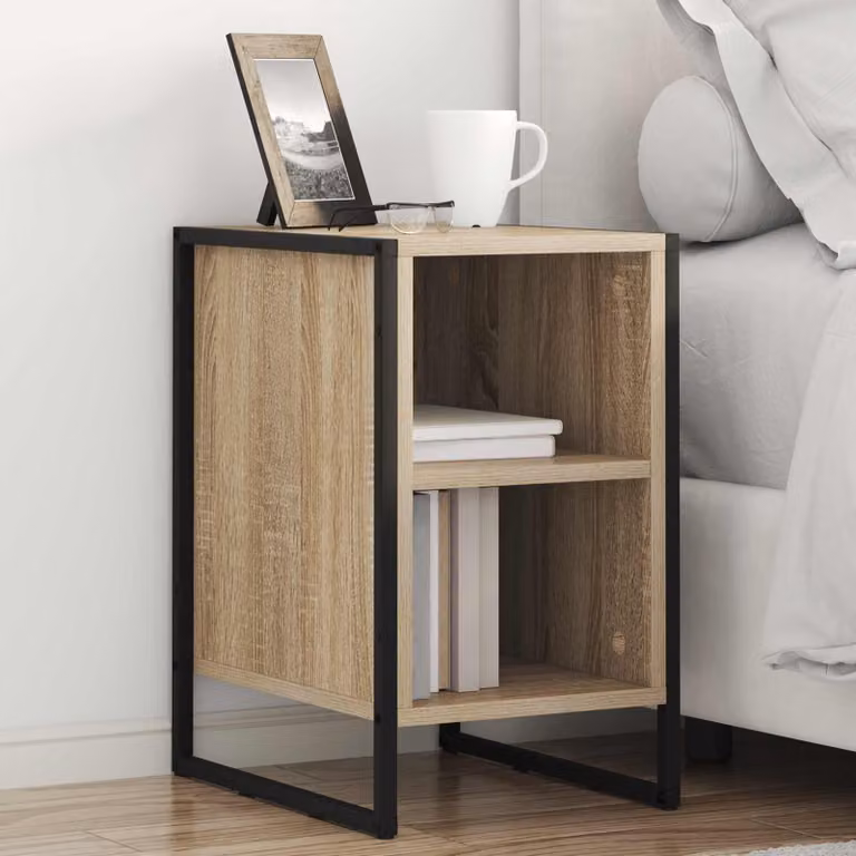 Set di 2 comodini vidaXL in stile industriale color rovere, L 39,5 cm x P 30 cm x H 50 cm