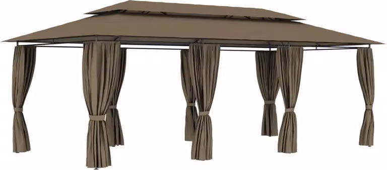 The Living Store Padiglione con tende 600x298x270 cm Taupe 180 g/m²