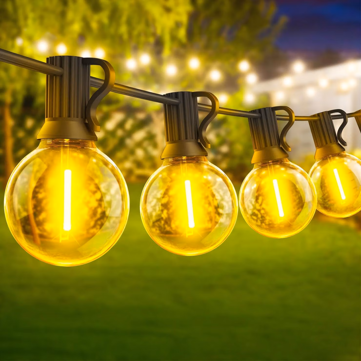 Catena luminosa a LED, 30 metri, 40 lampadine a luce calda, dimmerabile, resistente alle intemperie