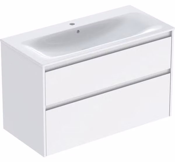 Geberit Renova Plan Ensemble lavabo pour meuble bord étroit, avec meuble sous lavabo, 2 tiroirs, 100x62,1x48cm, 504.041.01.8, 504.041.01.8