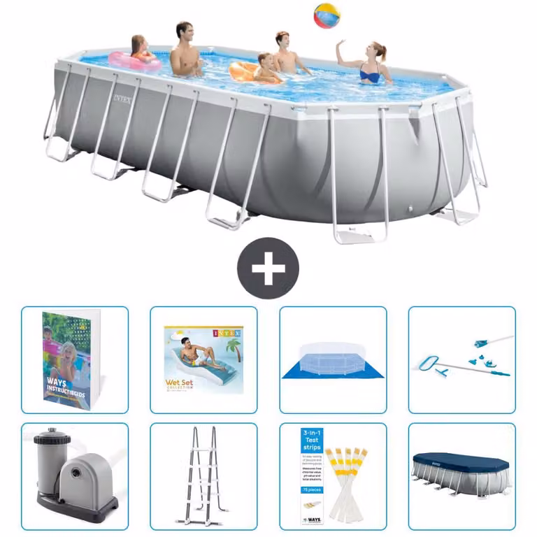 Piscina ovale con struttura Prisma - 610x305x122 cm - 7 pezzi - Modello S618